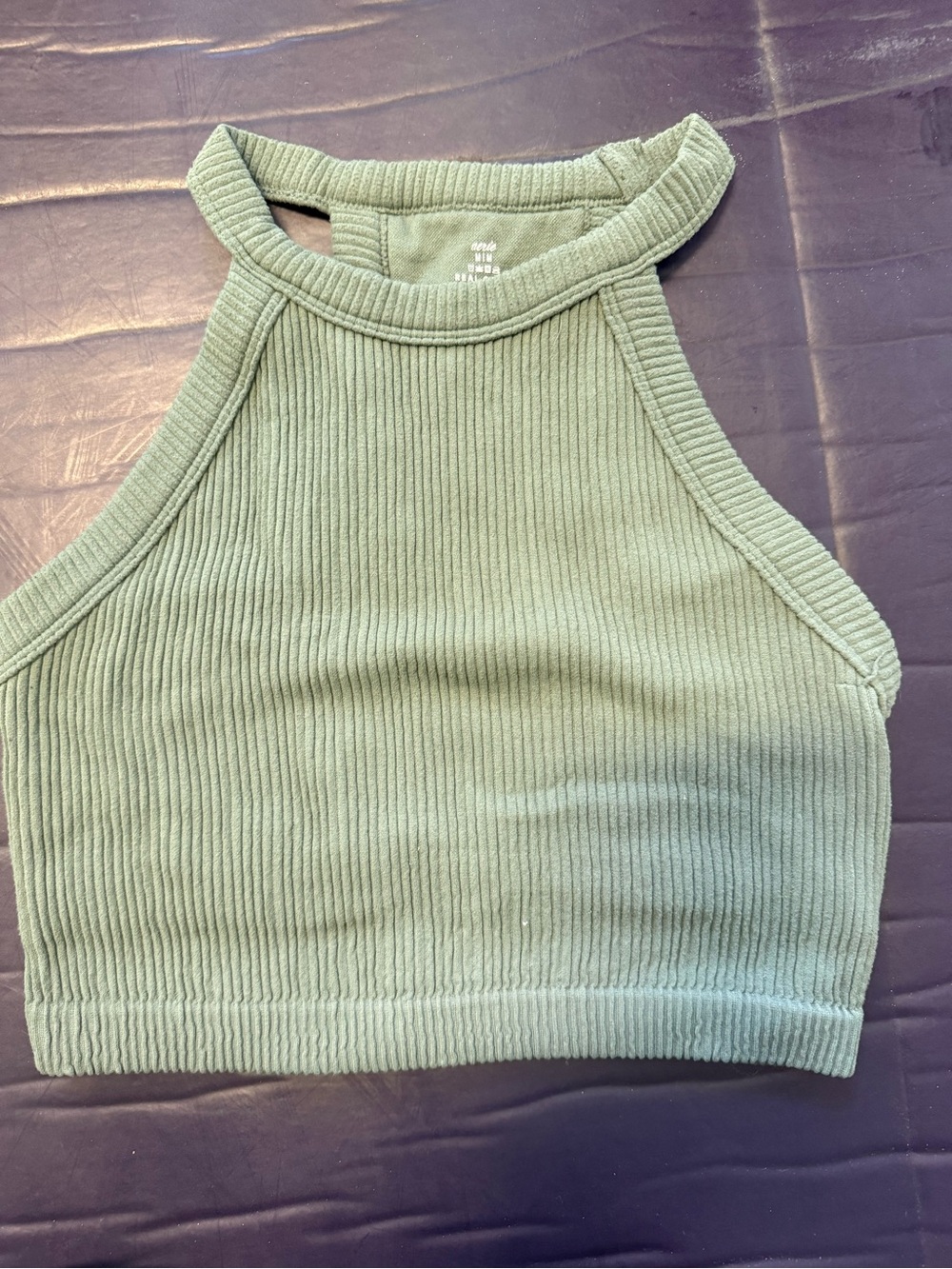 Aerie‎ Ribbed halter Crop top - Olive Green size medium